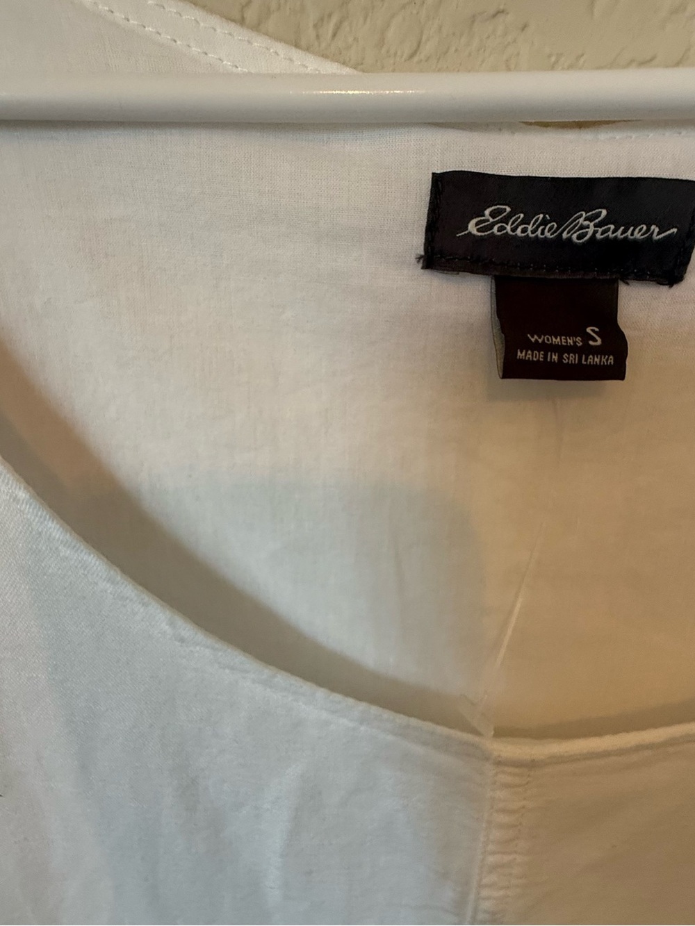 Eddie Bauer Linen Blend Sleeveless Dress White Small Pockets Minimalist Shift - Picture 3 of 10
